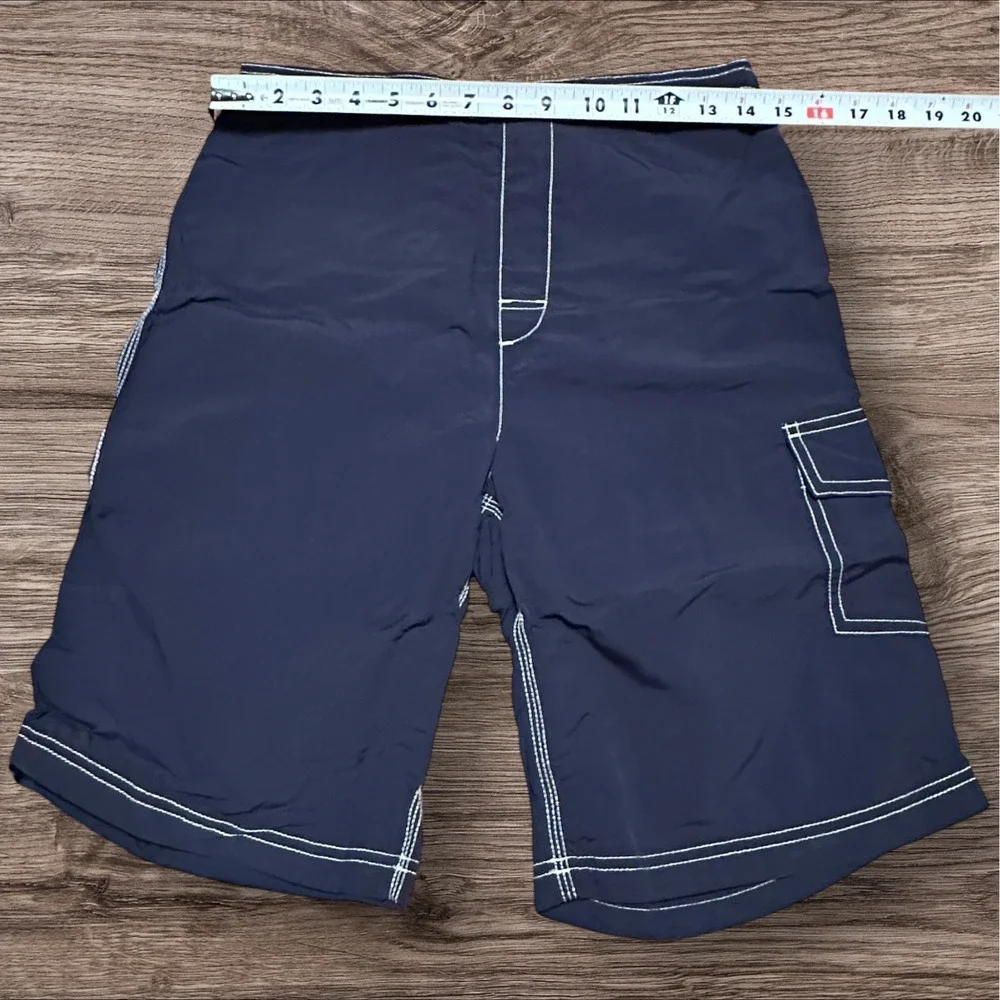 Lands'‎ End Kids Swim Trunks Navy Mesh Lined Cargo Shorts Size XL 18–20